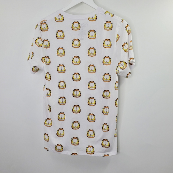 Nickelodeon Garfield Cartoon Faces All Over Print Graphic Tee Shirt White - Picture 3 of 4